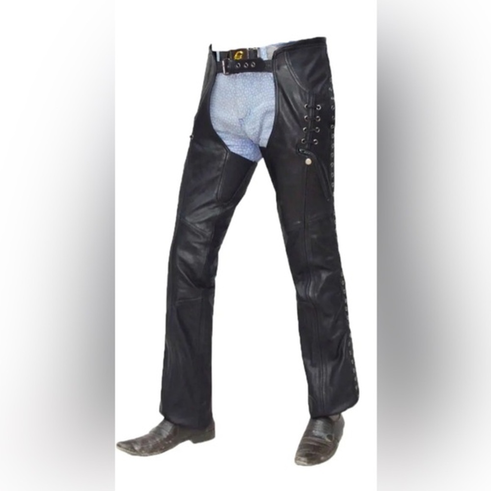 UNIK Chaps Black Leather Women’s Biker Chaps, XS